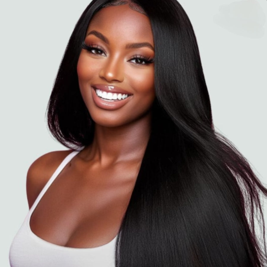 13x6 Fitted Cap Glueless HD Lace Super Pre-Plucked Custom Hairline Ligh Yaki Straight Wig
