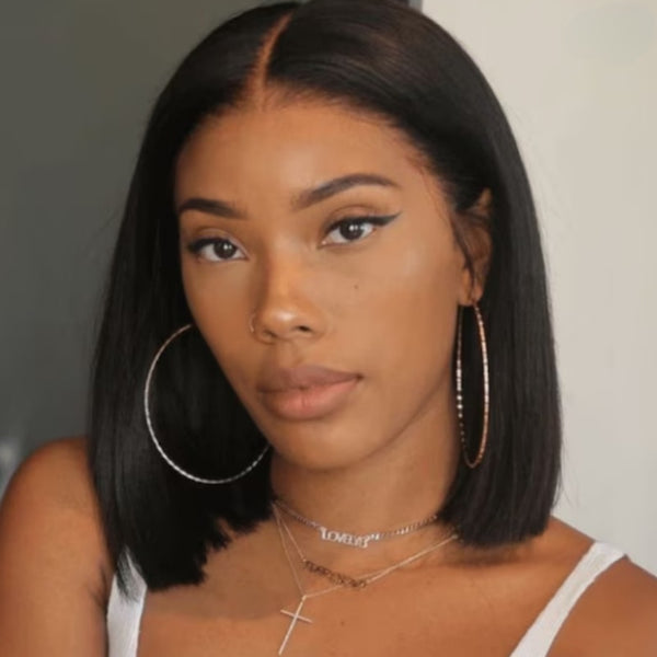 Blunt Cut Bob Wig Lace Front  Straight Bob Fake Scalp Wigs