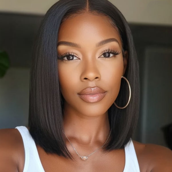 Blunt Cut Bob Wig Lace Front  Straight Bob Fake Scalp Wigs
