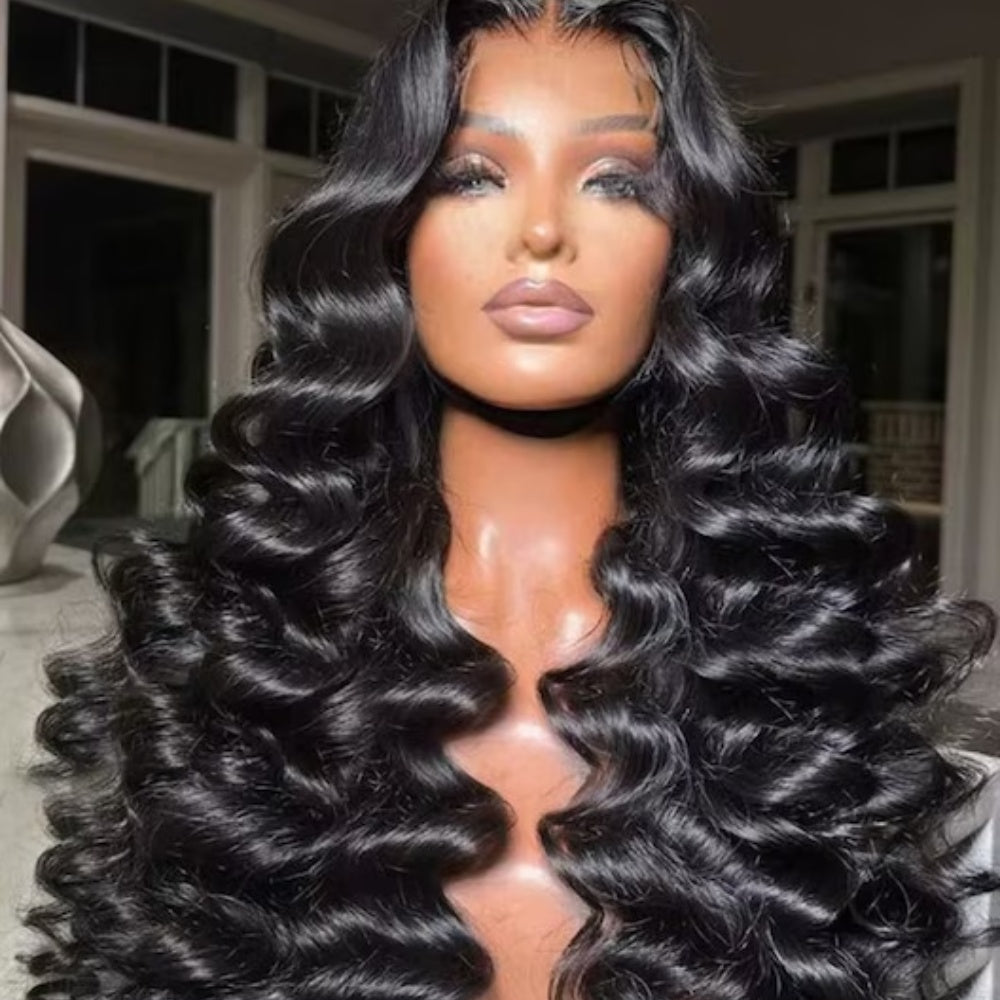 13x6 Fitted Cap Glueless HD Lace Super Pre-Plucked Custom Hairline Loose Deep Wave Wig