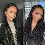 Full Lace Knotless FITTED CAP Boho Curls Braided Long Wig With Invisible Strap