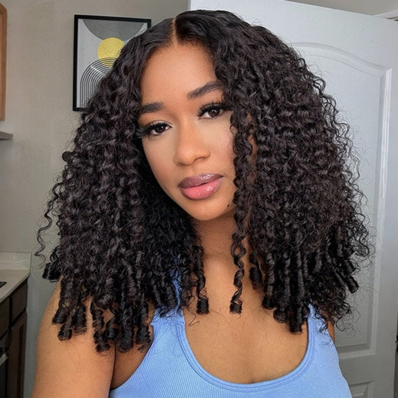 "Mini Knotless" 13x6 HD Lace Super Pre-plucked Hairline 250% Density Wig - Finger Coily Curls
