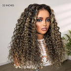 370 Fitted Cap Swiss Lace Wig Invisible Adjustable Strap Water Wave Highlight
