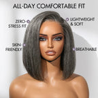 【Lux Customization】Grey Bob Salt and Pepper 13x6 Swiss Lace Front wig