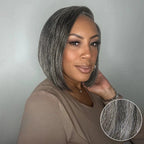 【Lux Customization】Grey Bob Salt and Pepper 13x6 Swiss Lace Front wig