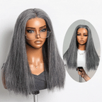【Lux Customization】Grey Wig Salt and Pepper 13X6 Swiss Lace Front Straight wig