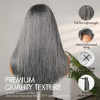 【Lux Customization】Grey Wig Salt and Pepper 13X6 Swiss Lace Front Straight wig