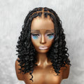 Full Lace Knotless FITTED CAP Boho Braided Wig With Invisible Strap Bouncy Curls