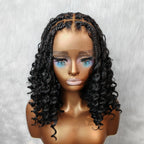 Full Lace Knotless FITTED CAP Boho Braided Wig With Invisible Strap Bouncy Curls