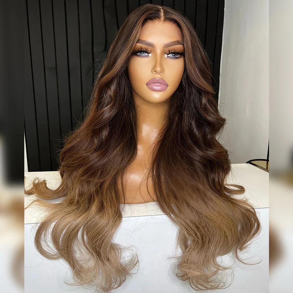 【Lux Customization】"Mini Knotless" 13x6 HD Lace Super Pre-plucked Hairline Ombre Highlights - Body Wave
