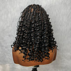 Full Lace Knotless FITTED CAP Boho Braided Wig With Invisible Strap Bouncy Curls