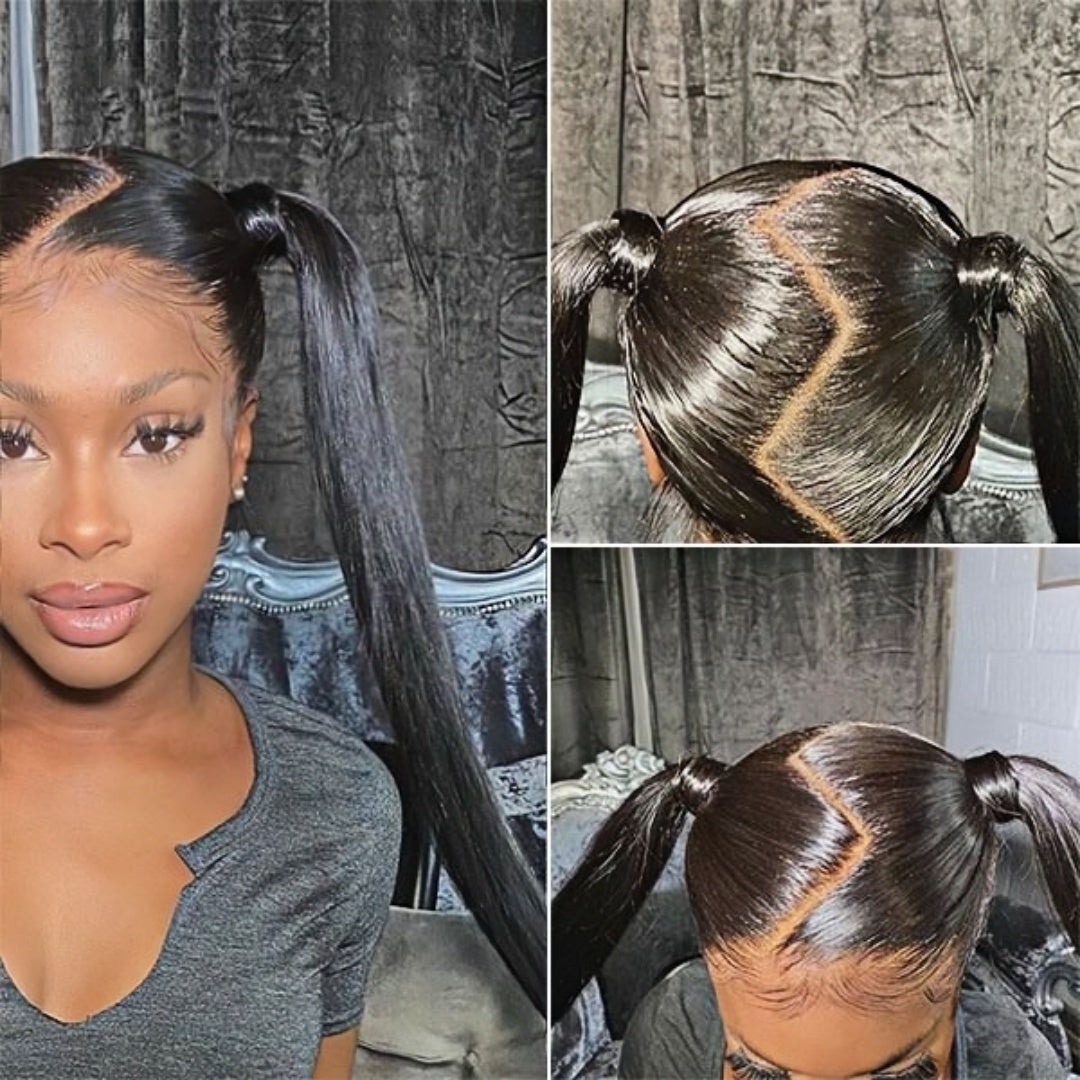 Upgraded Full Lace Wig (All Lace No Mesh) Transparent Lace Human Hair Wig with Invisible Strap Straight