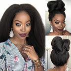 Upgraded Full Lace Wig (All Lace No Mesh) Transparent Lace Human Hair Wig with Invisible Strap Kinky Straight