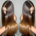13x4/13x6 Transparent Lace Pre-plucked Ombre Honey Blonde Brown Straight Human Hair Wig