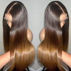 13x4/13x6 Transparent Lace Pre-plucked Ombre Honey Blonde Brown Straight Human Hair Wig