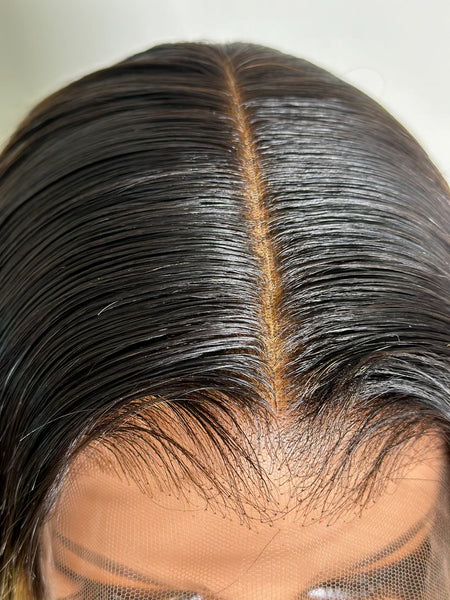 "Mini Knotless" FAKE SCALP 13X6 SUPER Pre-Plucked Custom Hairline Silky Straight Wig