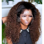 Pre-curled Pre-Lux PRESHAPED Natural Hairline 13x6 Lace Ombre Brown Curly Wig