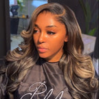 Pre-curled Pre-Lux PRESHAPED Natural Hairline 13x6 Lace Side Parting Highlight Color Body Wave Wavy Wig