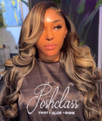 Pre-curled Pre-Lux PRESHAPED Natural Hairline 13x6 Lace Side Parting Highlight Color Body Wave Wavy Wig