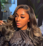 Pre-curled Pre-Lux PRESHAPED Natural Hairline 13x6 Lace Side Parting Highlight Color Body Wave Wavy Wig
