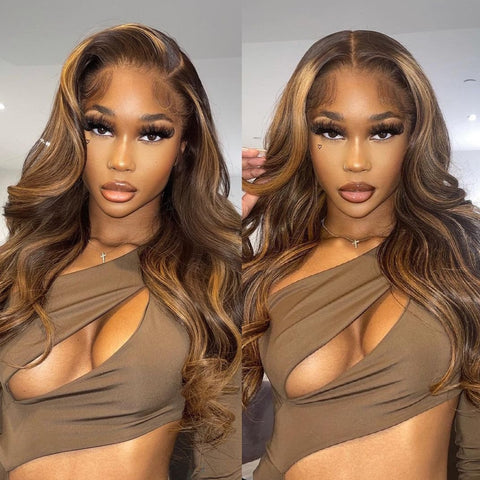 Swiss Lace Full Lace SUPER Pre-Plucked Human Hair Highlight Wig with INVISIBLE ADJUSTABLE STRAP