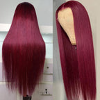 Burgundy 13*4  Lace Front Fake Scalp Wigs