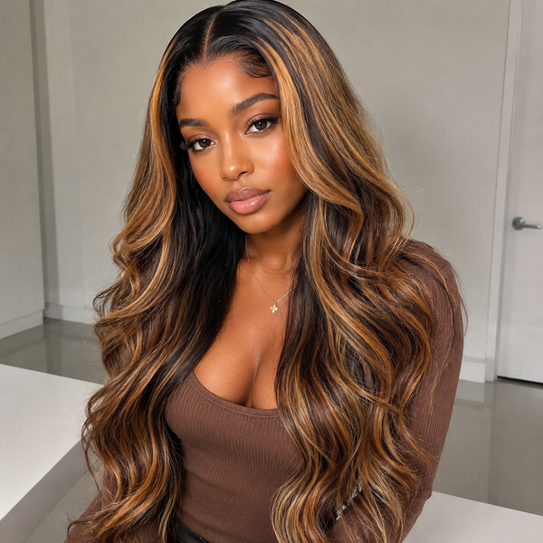 Swiss Lace 360 Highlight Pre-Plucked Human Hair Wig with INVISIBLE ADJUSTABLE STRAP
