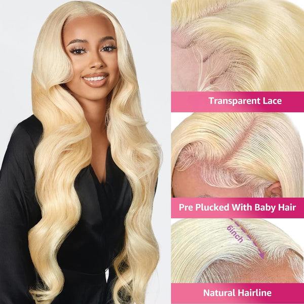 13X4/13X6 Lace Front Pre-plucked Hairline 613 Blonde 250% Density Wig - Body Wave