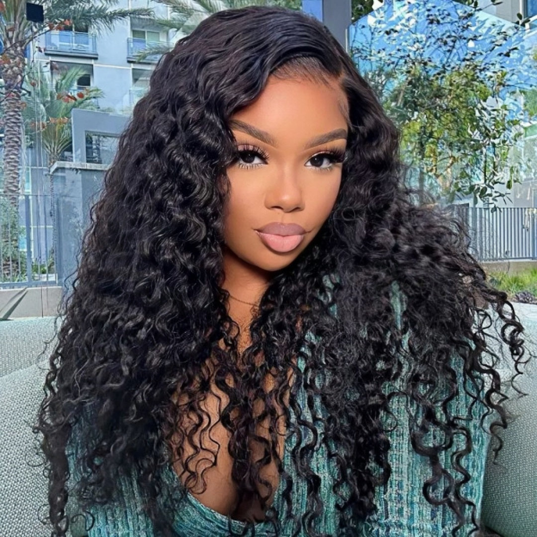 Upgraded Full Lace Wig (All Lace No Mesh) Transparent Lace Human Hair Wig with Invisible Strap Water Wave