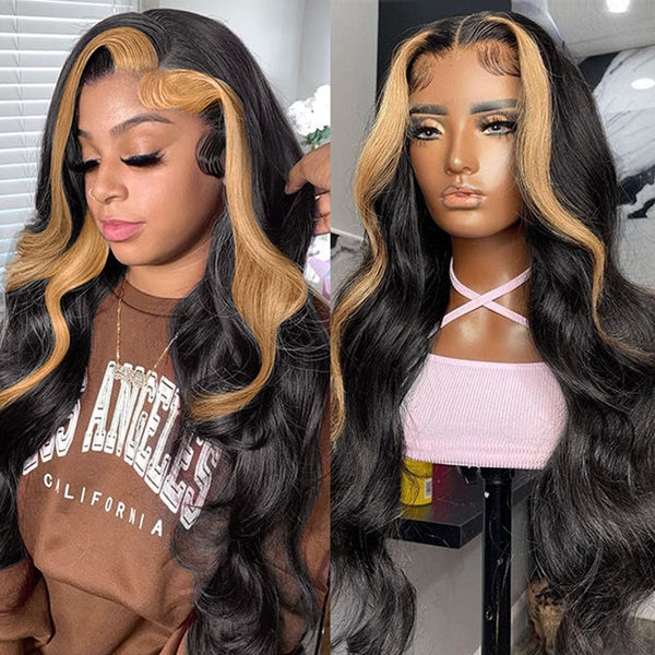 13x4/13x6 Transparent Lace Pre-plucked Honey Blonde Colored Body Wave Human Hair Wig