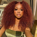 13X4/13X6 Transparent Lace Pre-plucked Reddish Brown Colored Kinky Curly Wig