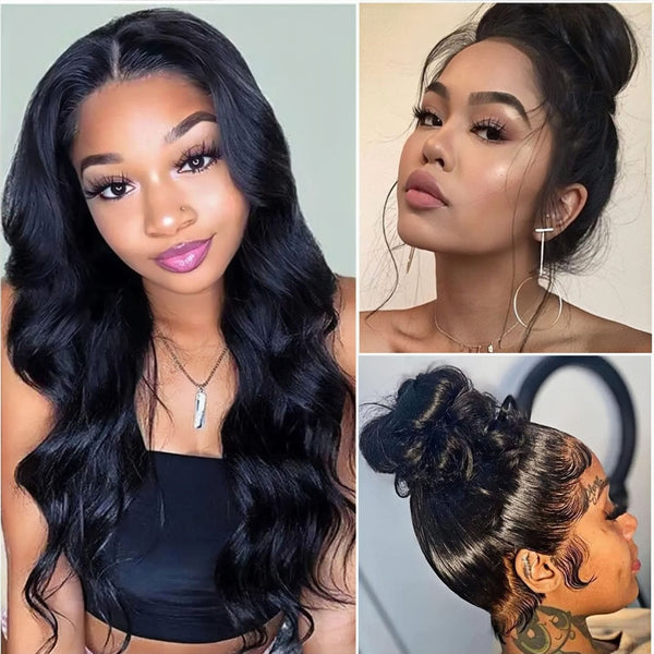 Upgraded Full Lace Wig (All Lace No Mesh) Transparent Lace Human Hair Wig with Invisible Strap Body Wave