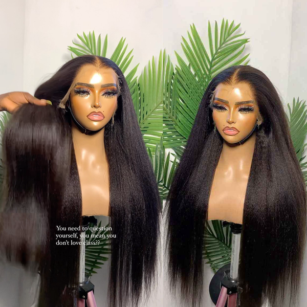 "Mini Knotless"13X6 SUPER Pre-Plucked Custom Hairline Kinky Straight Wig