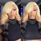 13x4/13x6 Transparent Lace Pre-plucked Ombre Blonde Highlight Body Wave Human Hair Wig