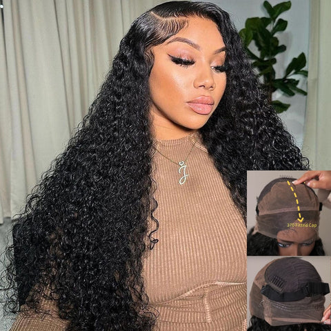 370 Fitted Cap Swiss Lace Curly With Invisible Adjustable Strap
