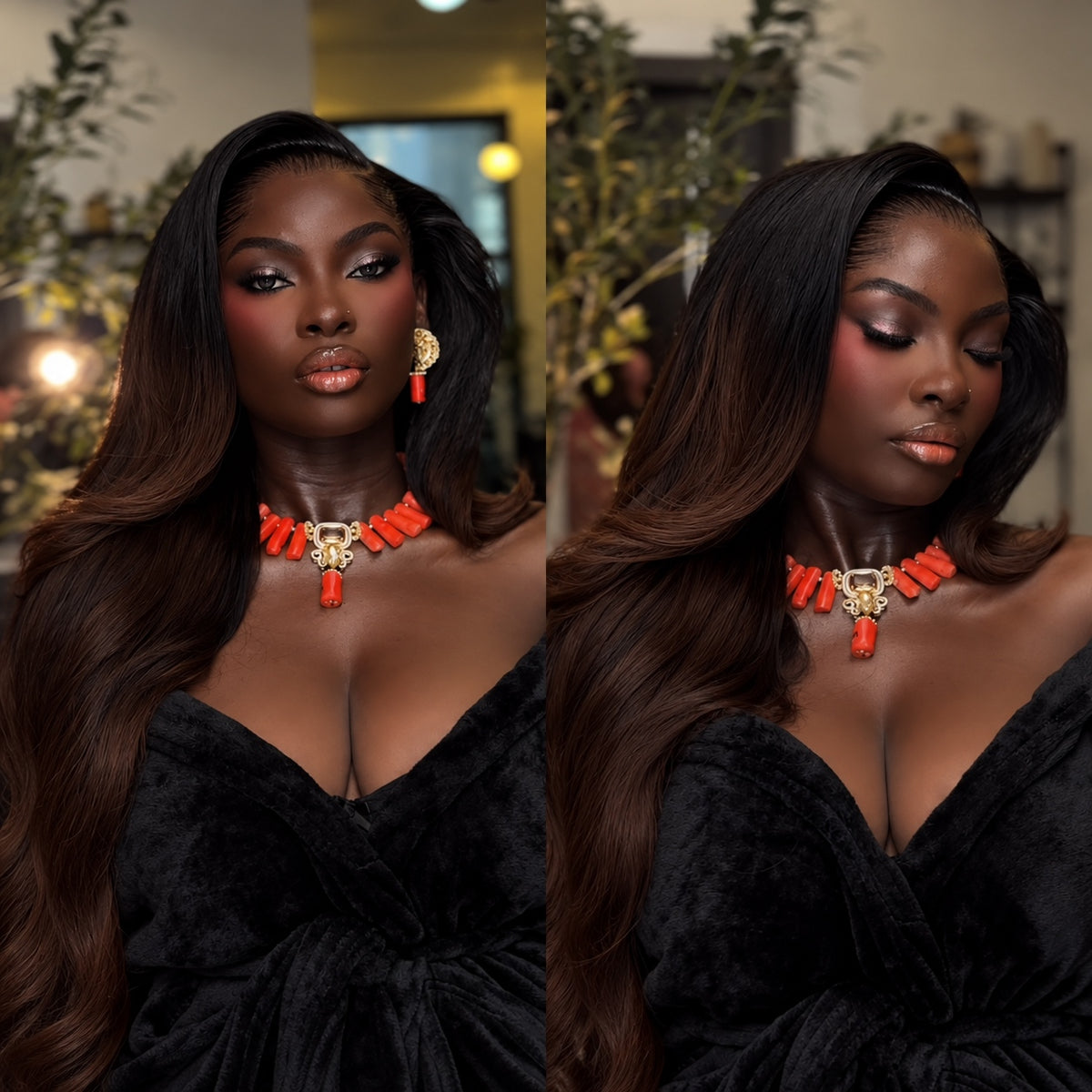 Pre-curled Pre-Lux PRESHAPED Natural Hairline 13x6 Lace Ombre Brown Body Wave Wig