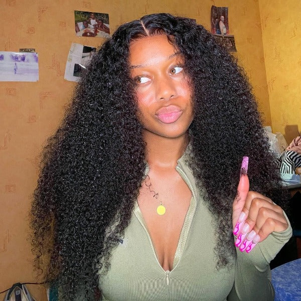 7X5 Drawstring  Pre-Cut Swiss Lace Closure Wig - Kinky Curly