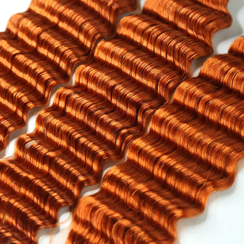 Ginger Orange Color Deep Wave Bulk Hair Bundles