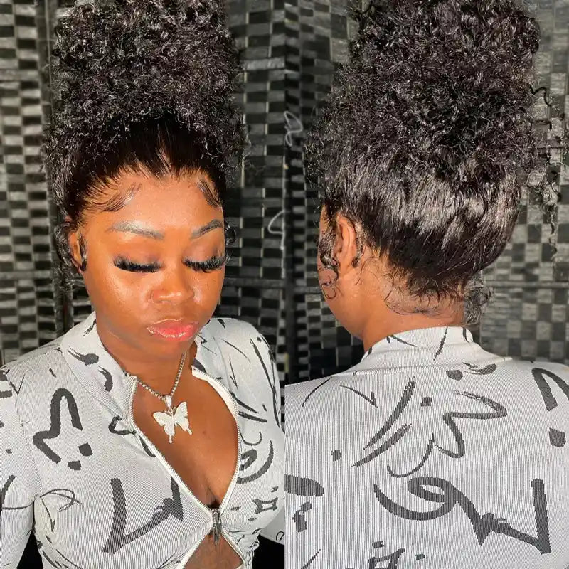 PRE-CUT EAR TAB 360 Lace “Mini-Knotless” Swiss Lace Jerry Curly with Invisible Adjustable Strap