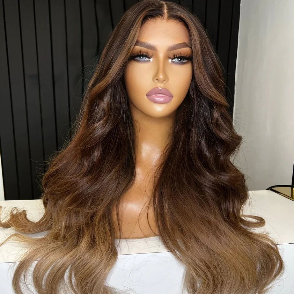 【Lux Customization】"Mini Knotless" 13x6 HD Lace Super Pre-plucked Hairline Ombre Highlights - Body Wave