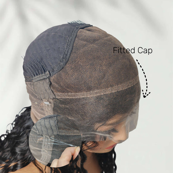 370 Fitted Cap Swiss Lace Indian Wave With Invisible Adjustable Strap