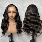 370 Fitted Cap Swiss Lace Body Wave Soft Highlight Wig With Invisible Adjustable Strap