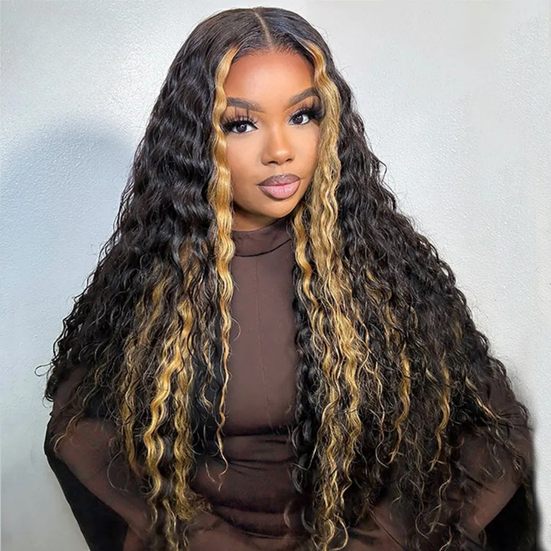 Glueless Air Cap "Mini Knotless" 5X5/13X6 HD Lace Front Wig #27 Highlight - Curly