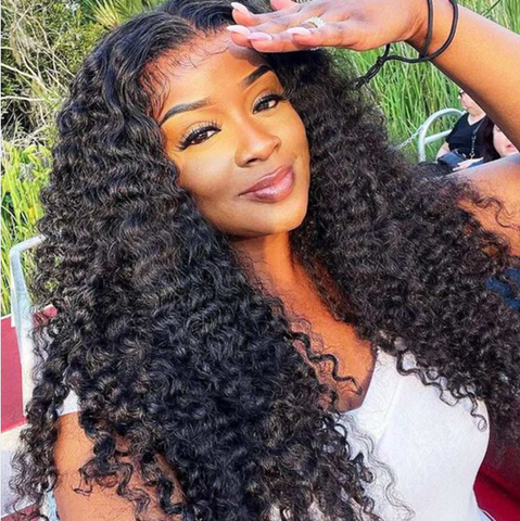 Natural Curly Edge Skin Melt Lace Frontal Wig Burmese Curls