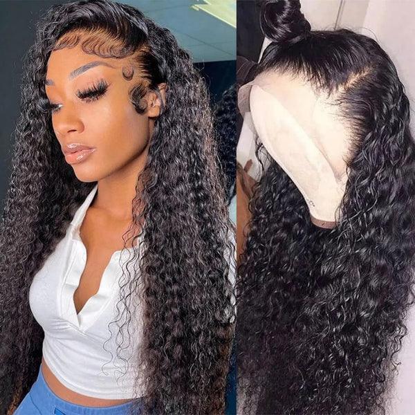 Upgraded Full Lace Wig (All Lace No Mesh) Transparent Lace Human Hair Wig with Invisible Strap Water Wave