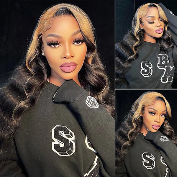 13x4/13x6 Transparent Lace Pre-plucked Honey Blonde Colored Body Wave Human Hair Wig