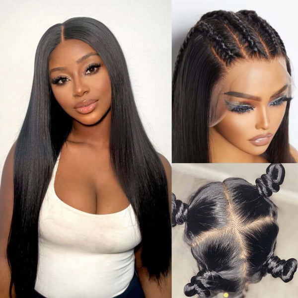 Upgraded Full Lace Wig (All Lace No Mesh) Transparent Lace Human Hair Wig with Invisible Strap Straight