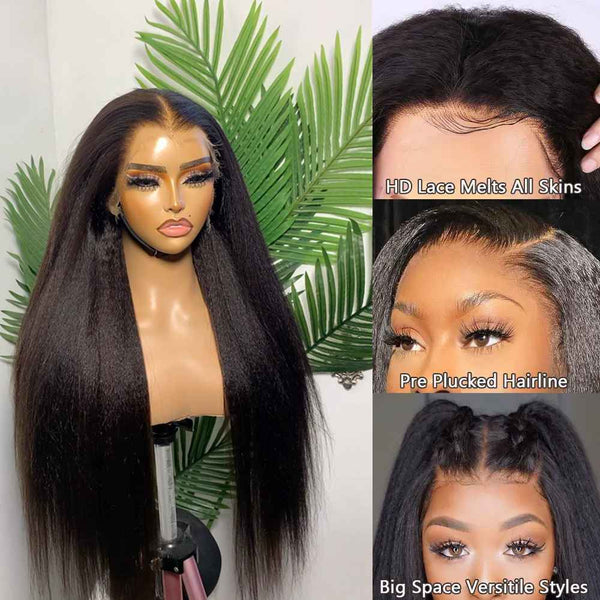 "Mini Knotless"13X6 SUPER Pre-Plucked Custom Hairline Kinky Straight Wig