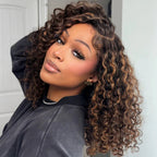 7X5 Drawstring  Pre-Cut Swiss Lace Closure Highlgiht Wig - Water Wave