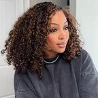 7X5 Drawstring  Pre-Cut Swiss Lace Closure Highlgiht Wig - Water Wave